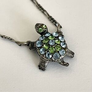 Vintage Mary Demarco Rhinestone Turtle Necklace
